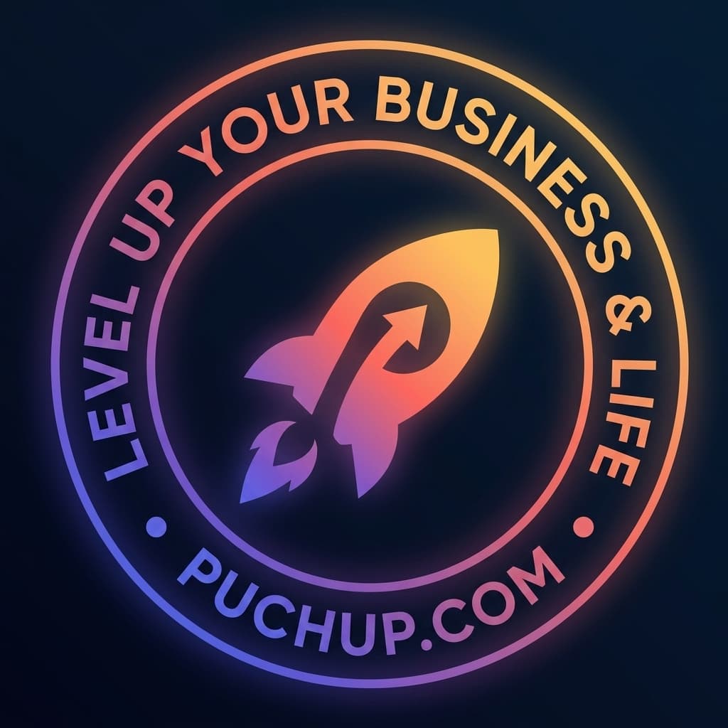 โลโก้จรวด PuchUp — Level Up Your Business & Life
